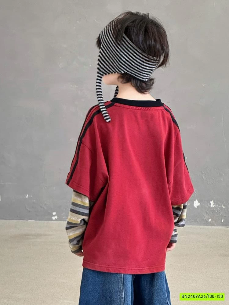 ÁO ĐỎ IN CHỮ GIẢ 2 LỚP CÁ TÍNH