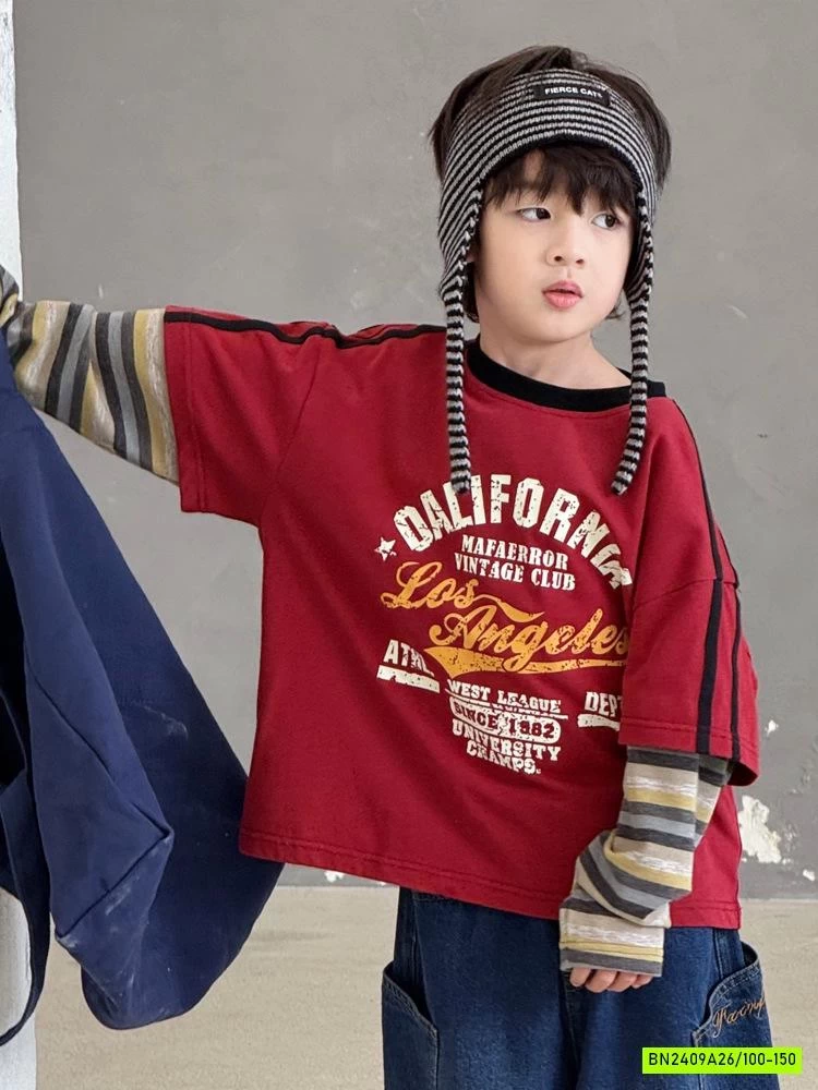 ÁO ĐỎ IN CHỮ GIẢ 2 LỚP CÁ TÍNH