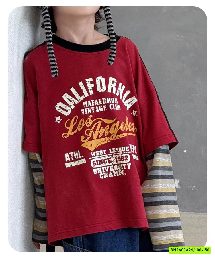 ÁO ĐỎ IN CHỮ GIẢ 2 LỚP CÁ TÍNH