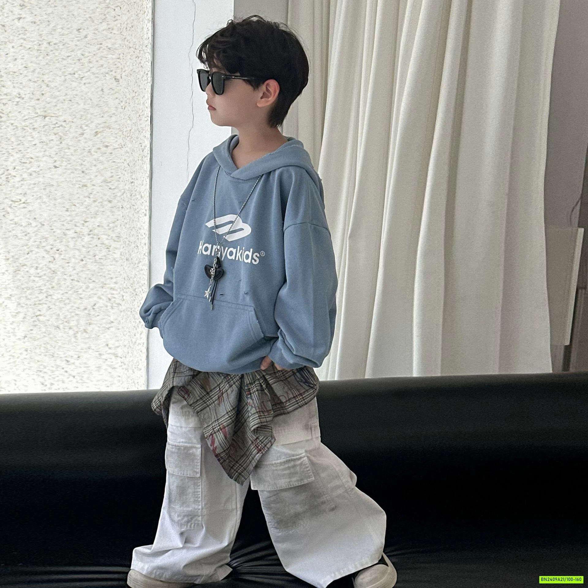 HOODIE NỈ XANH IN CHỮ