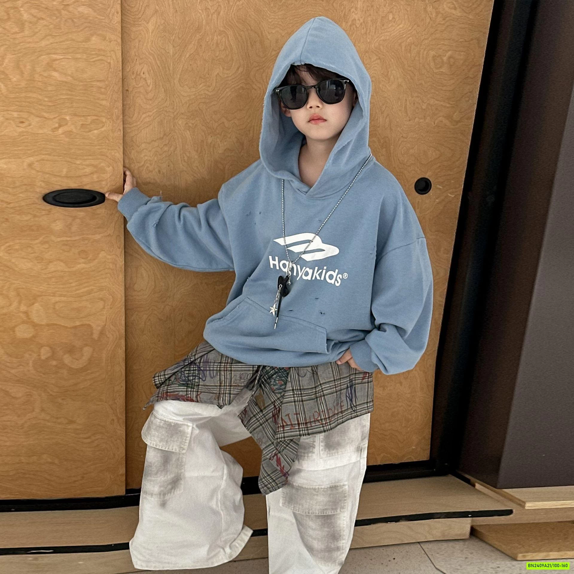 HOODIE NỈ XANH IN CHỮ