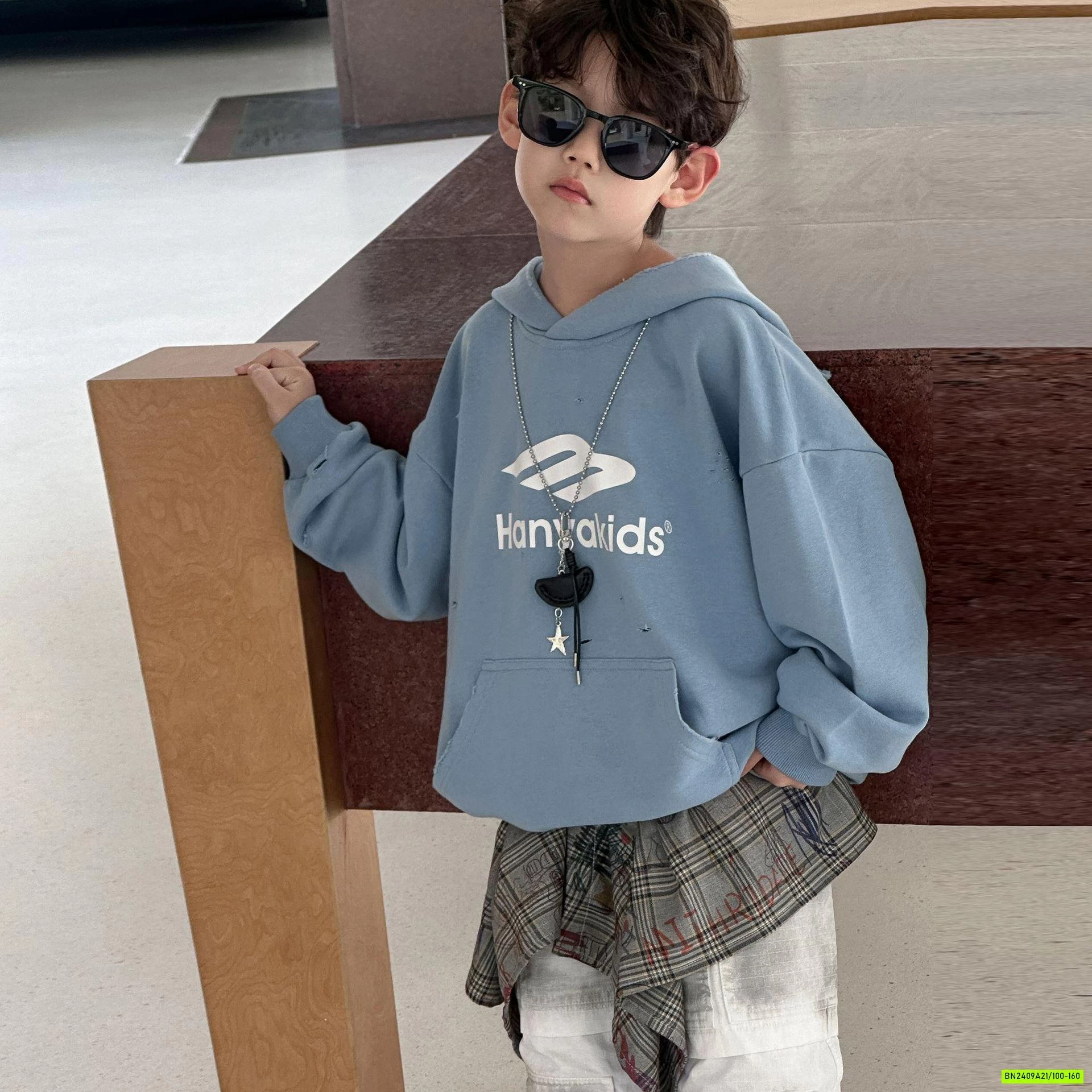 HOODIE NỈ XANH IN CHỮ