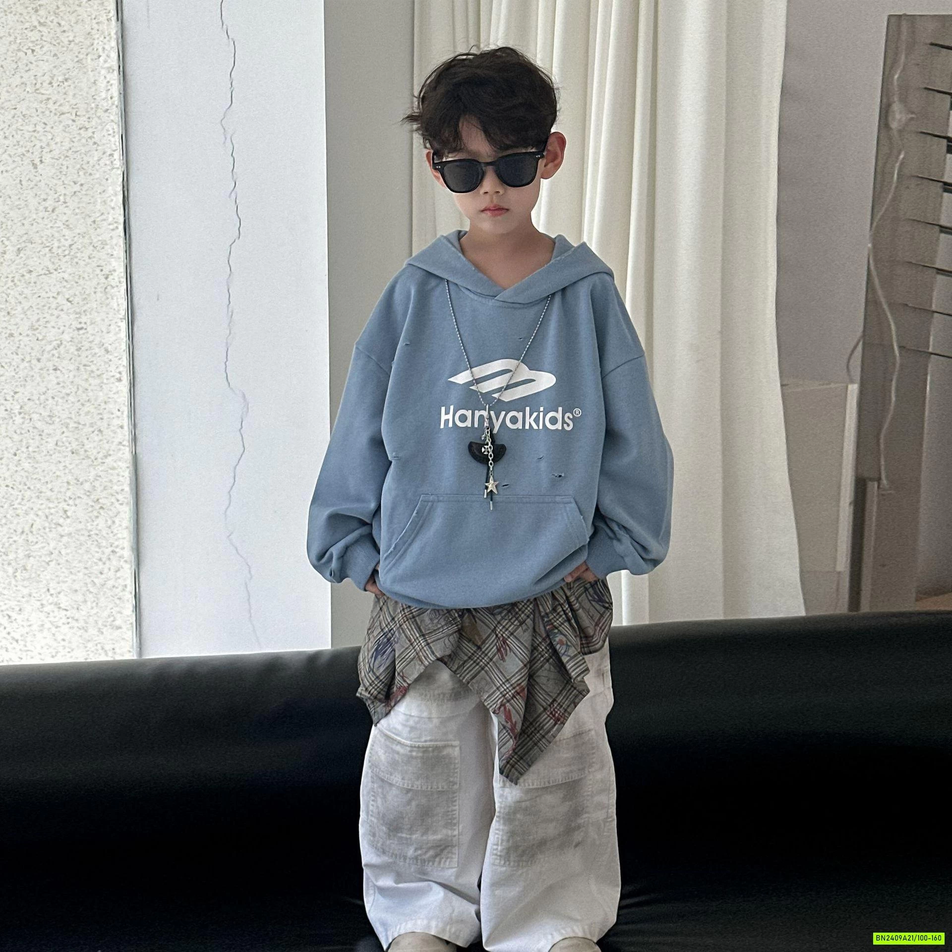 HOODIE NỈ XANH IN CHỮ