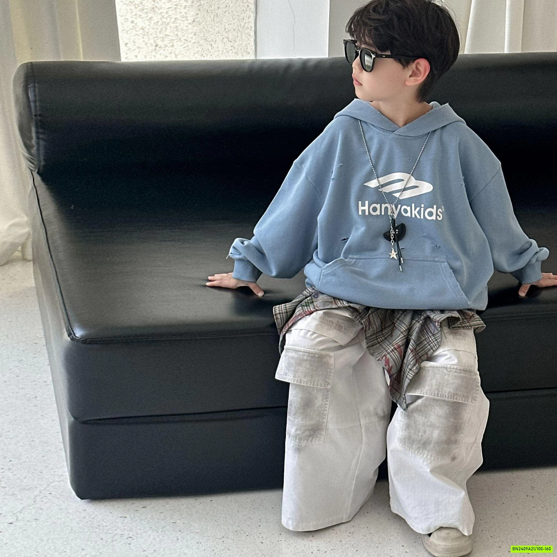 HOODIE NỈ XANH IN CHỮ