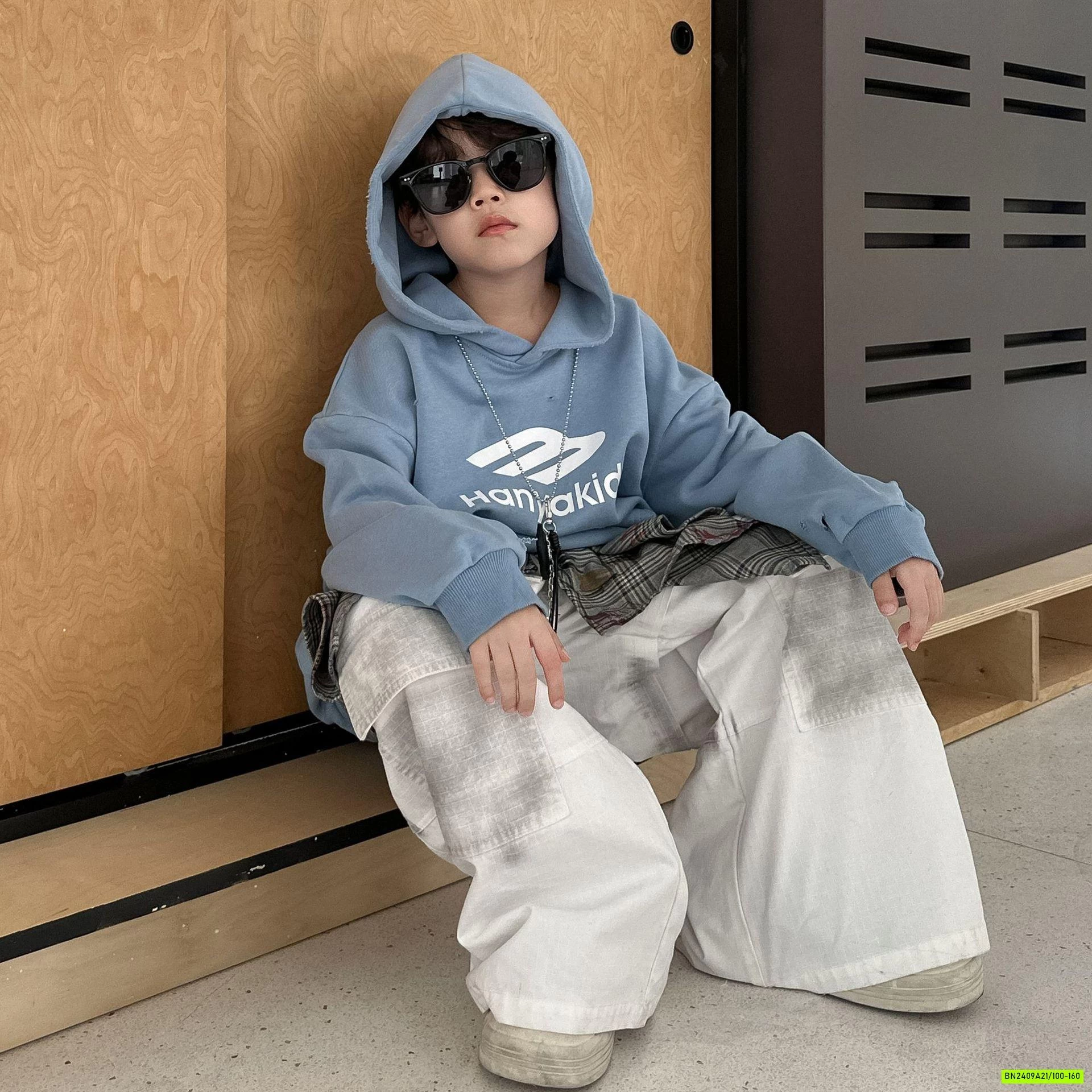 HOODIE NỈ XANH IN CHỮ