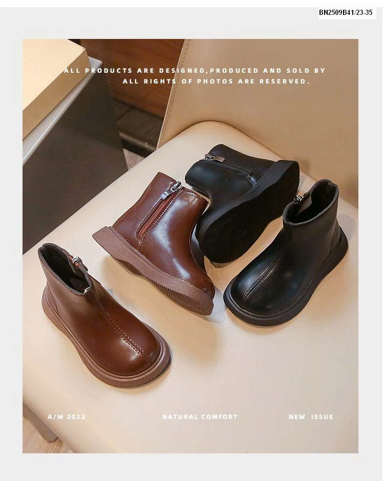 BOOT TRƠN KÉO KHÓA  CỔ NGẮN