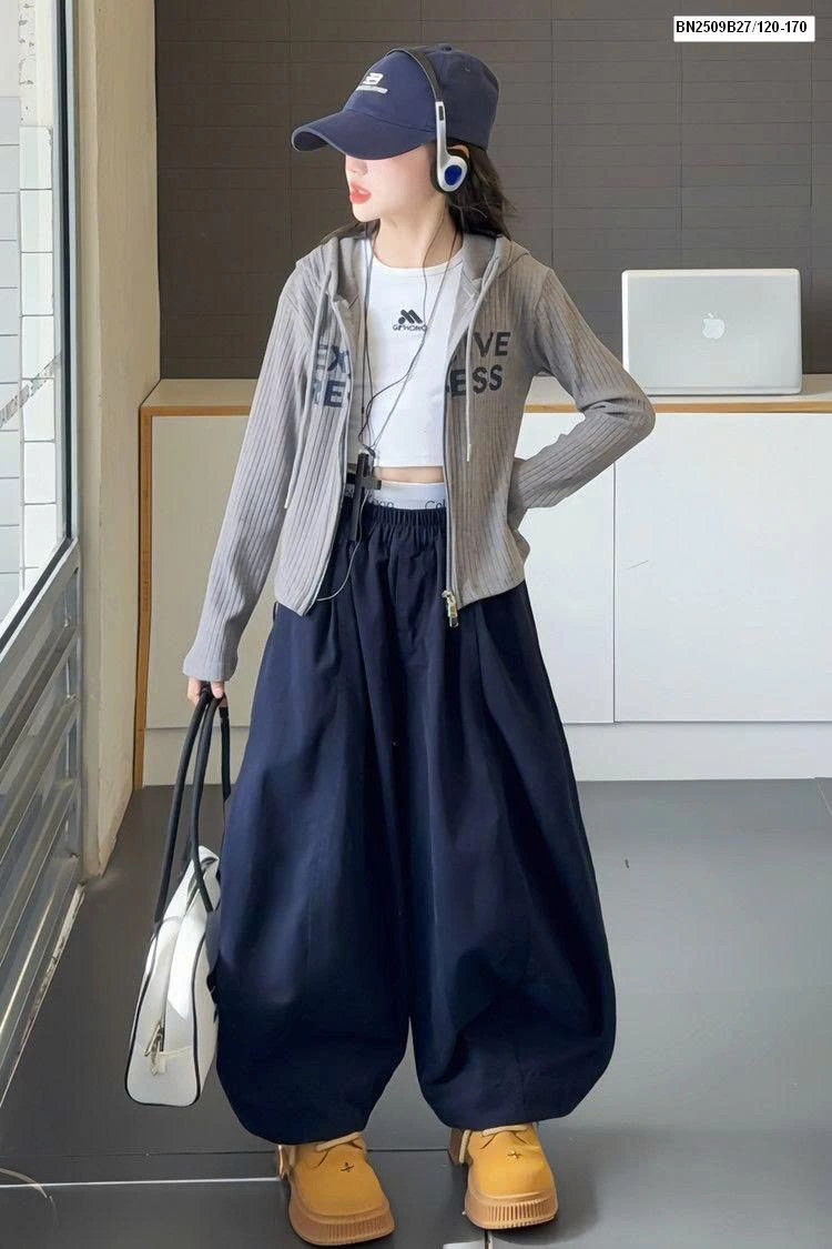 ÁO KHOÁC IN CHỮ DÁNG NGẮN MIX QUẦN SUÔNG