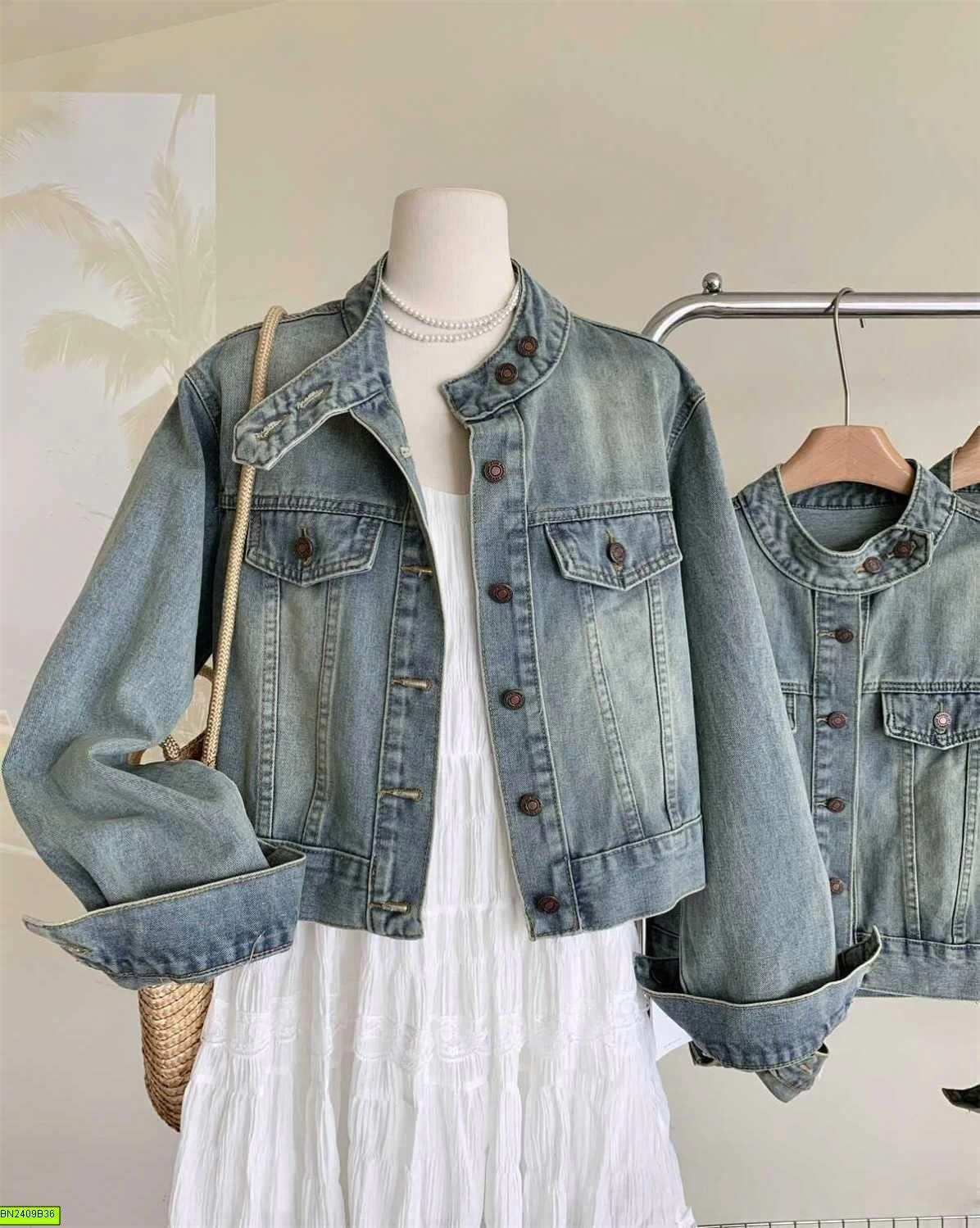 ÁO KHOÁC JEAN RETRO BẠC MÀU