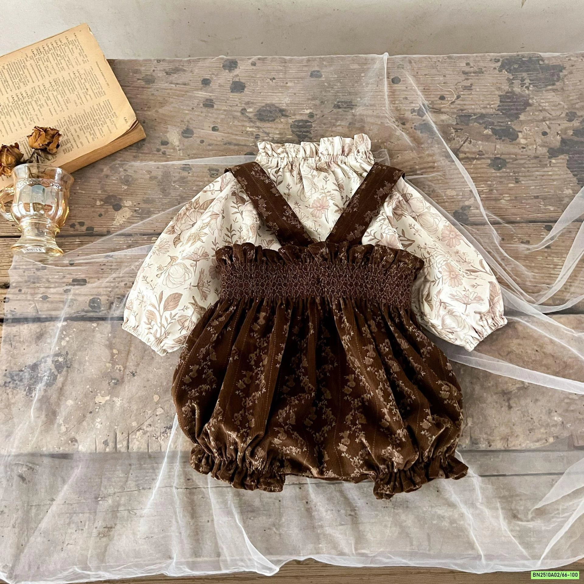 SƠ MI HOA MIX YẾM NHUNG NÂU