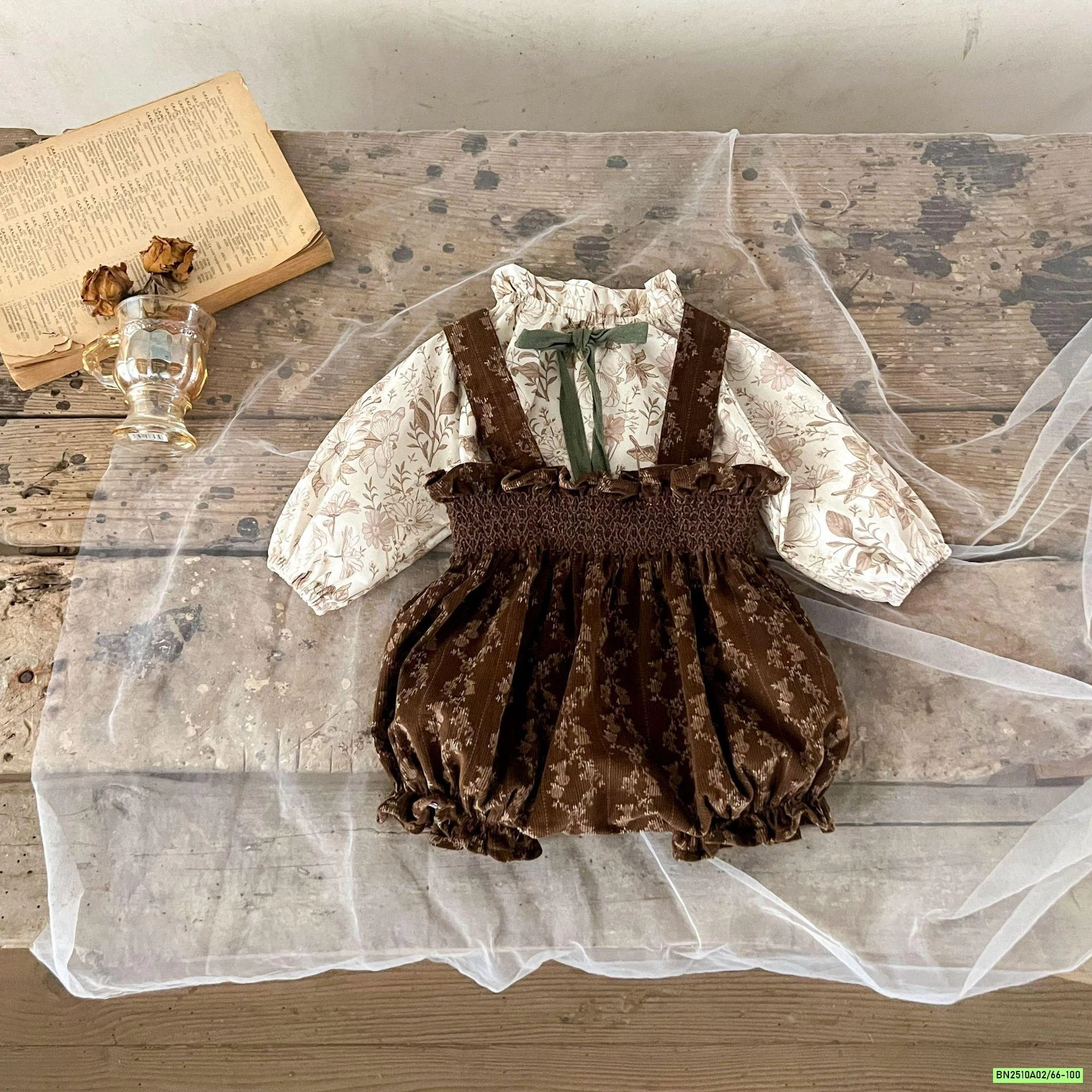 SƠ MI HOA MIX YẾM NHUNG NÂU