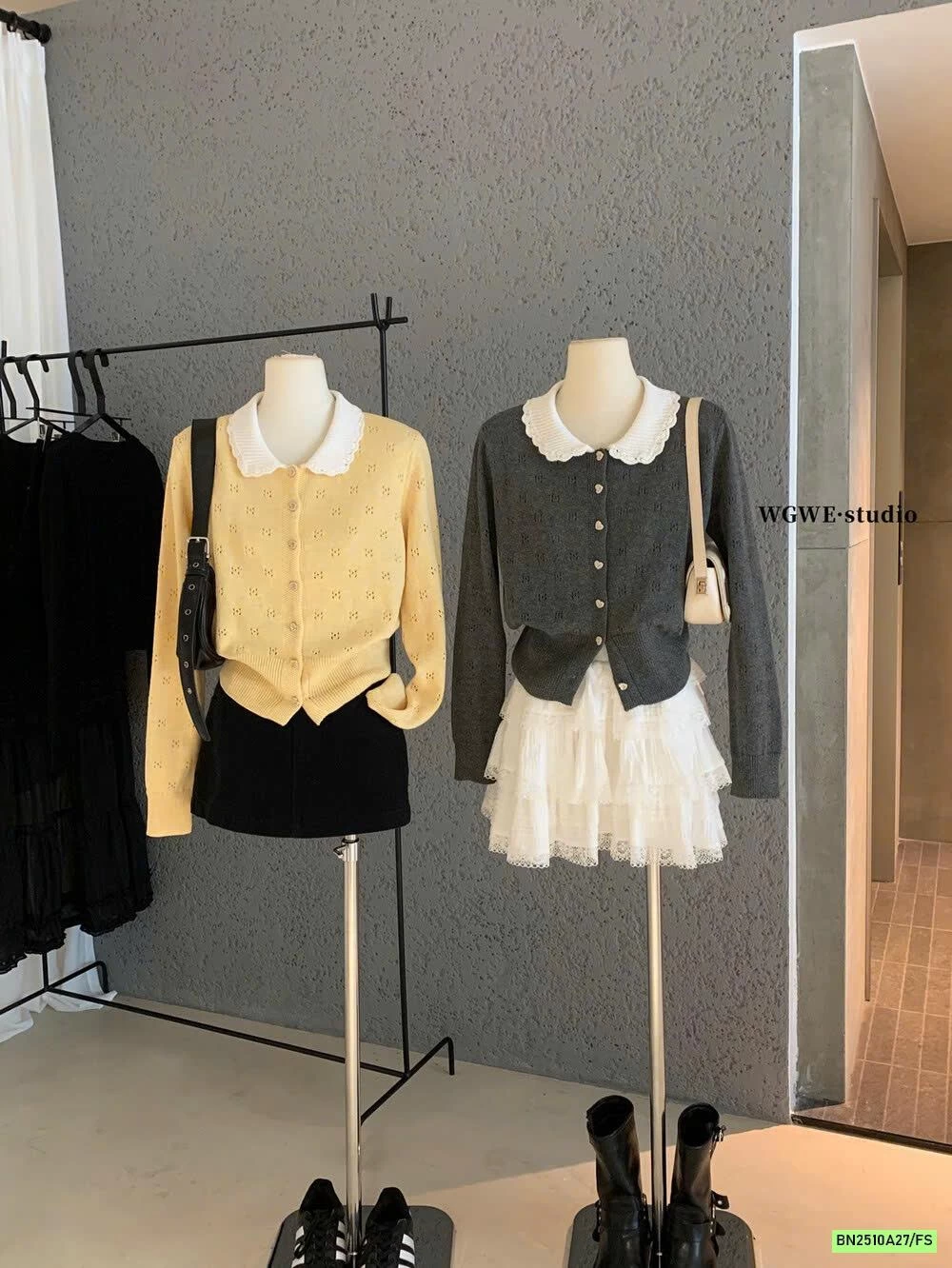 CARDIGAN DỆT CỔ SEN WGWE7612