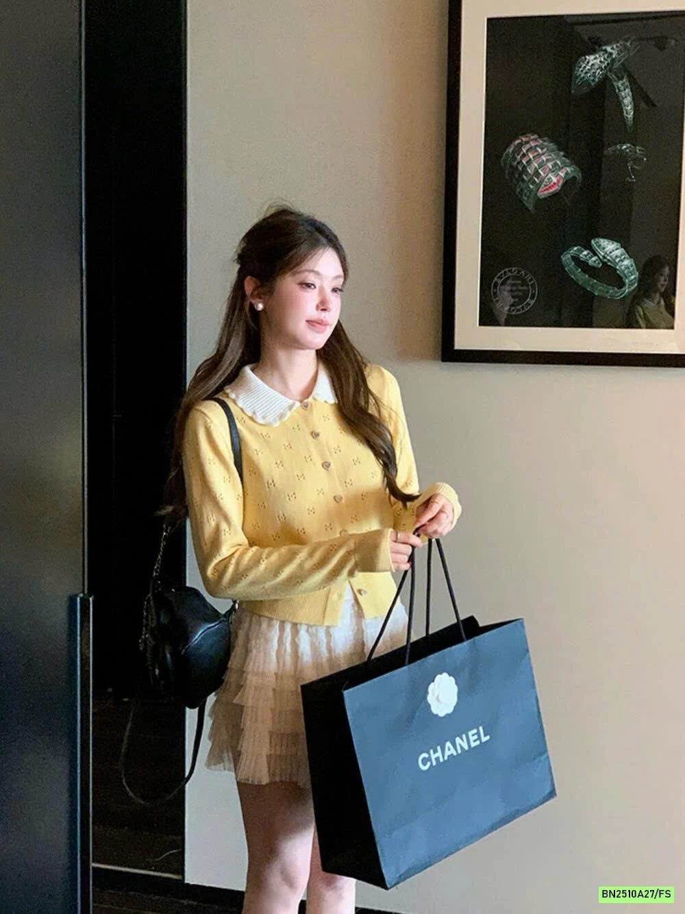 CARDIGAN DỆT CỔ SEN WGWE7612