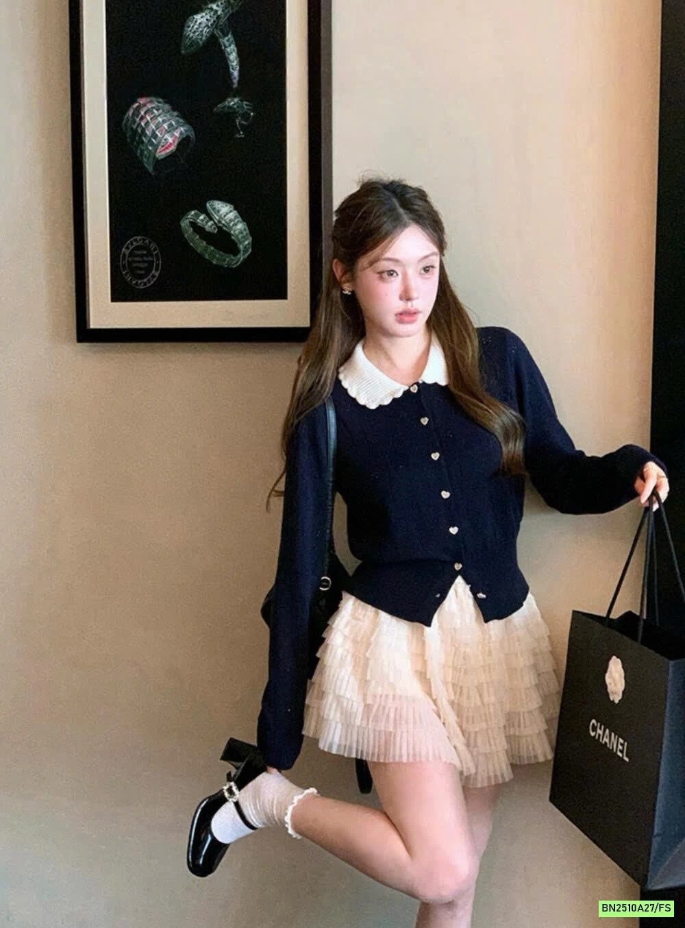 CARDIGAN DỆT CỔ SEN WGWE7612