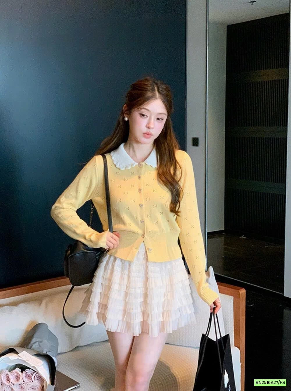 CARDIGAN DỆT CỔ SEN WGWE7612