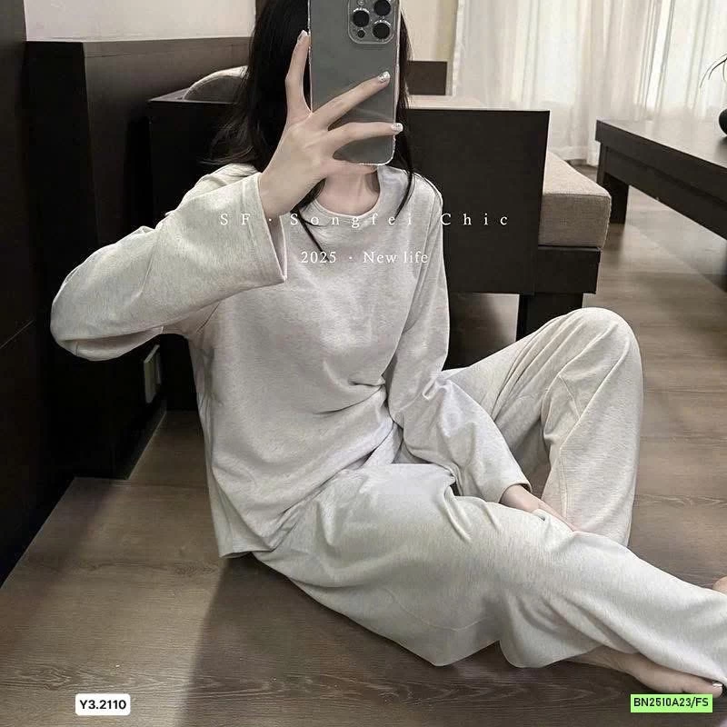 BỘ NỈ MẶC NHÀ TRƠN MÀU KÈM BRA