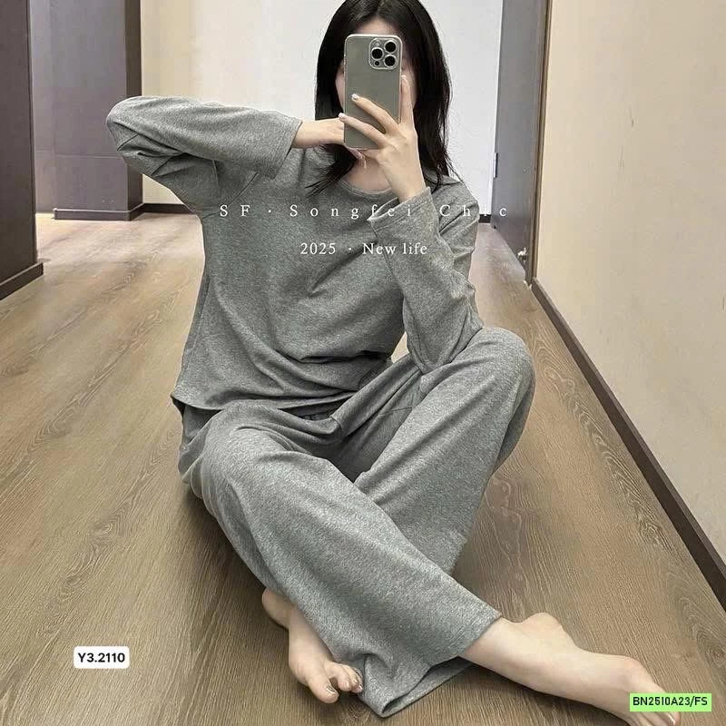 BỘ NỈ MẶC NHÀ TRƠN MÀU KÈM BRA