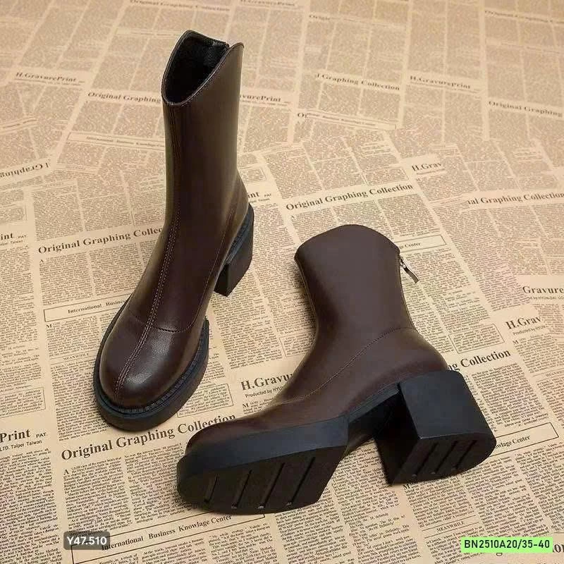 BOOT DA CỔ CAO GÓT VUÔNG