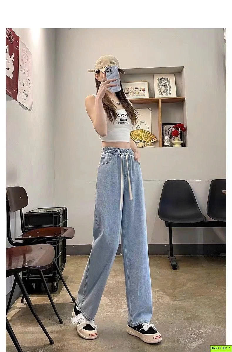QUẦN JEANS RỘNG DÂY RÚT