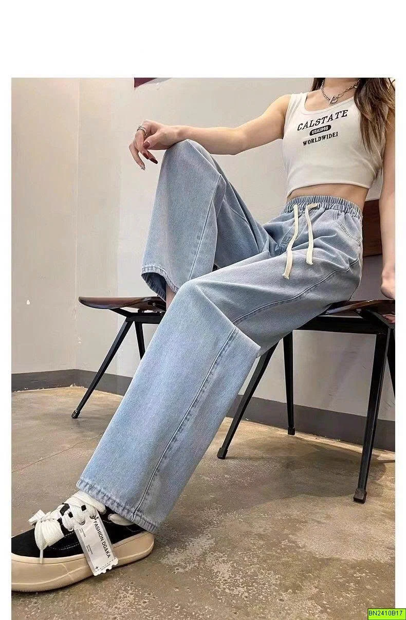 QUẦN JEANS RỘNG DÂY RÚT