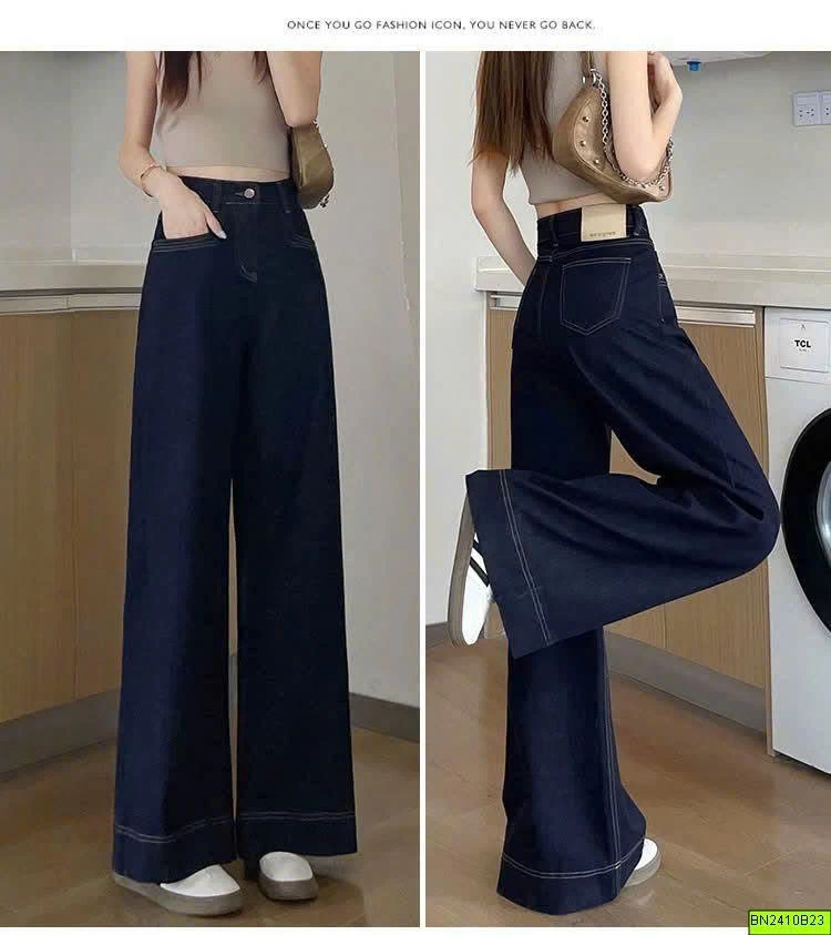 QUẦN DENIM SUÔNG CẠP CAO HÁCH DÁNG