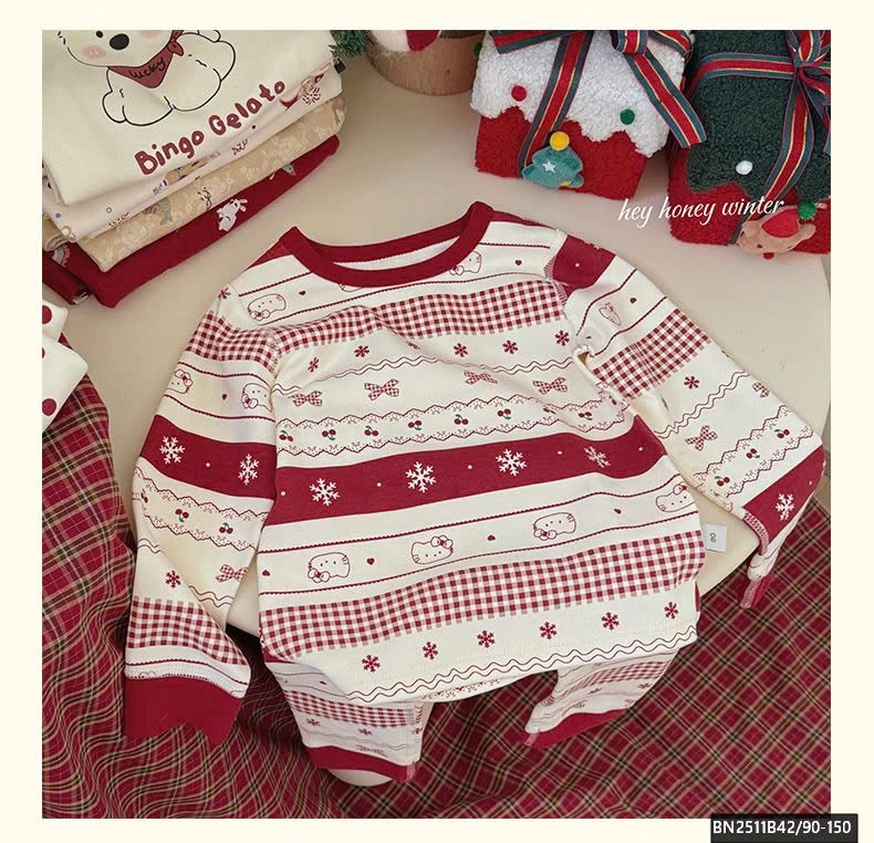 BỘ COTTON MẶC NHÀ TONE ĐỎ