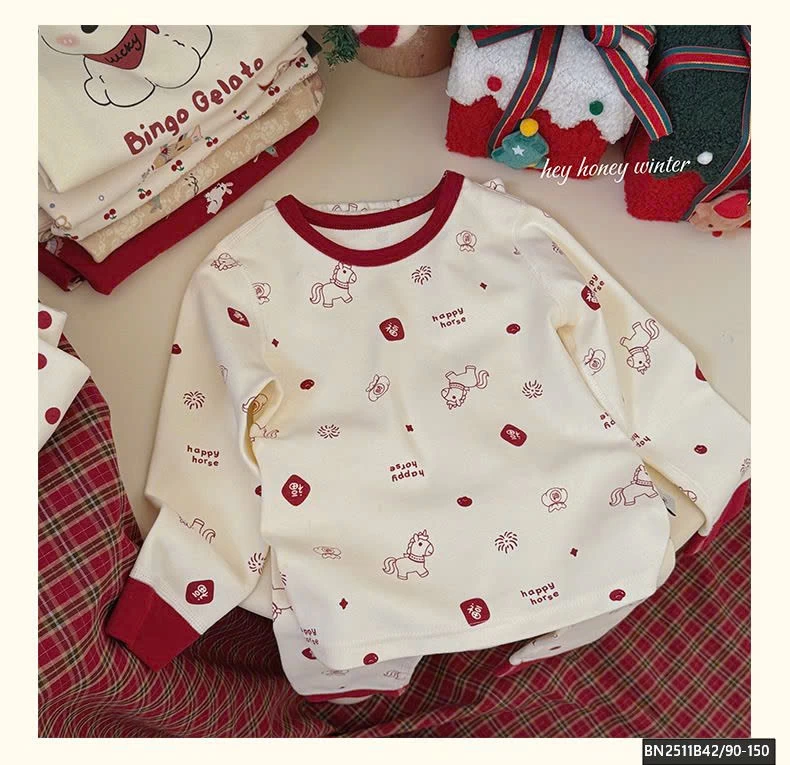 BỘ COTTON MẶC NHÀ TONE ĐỎ