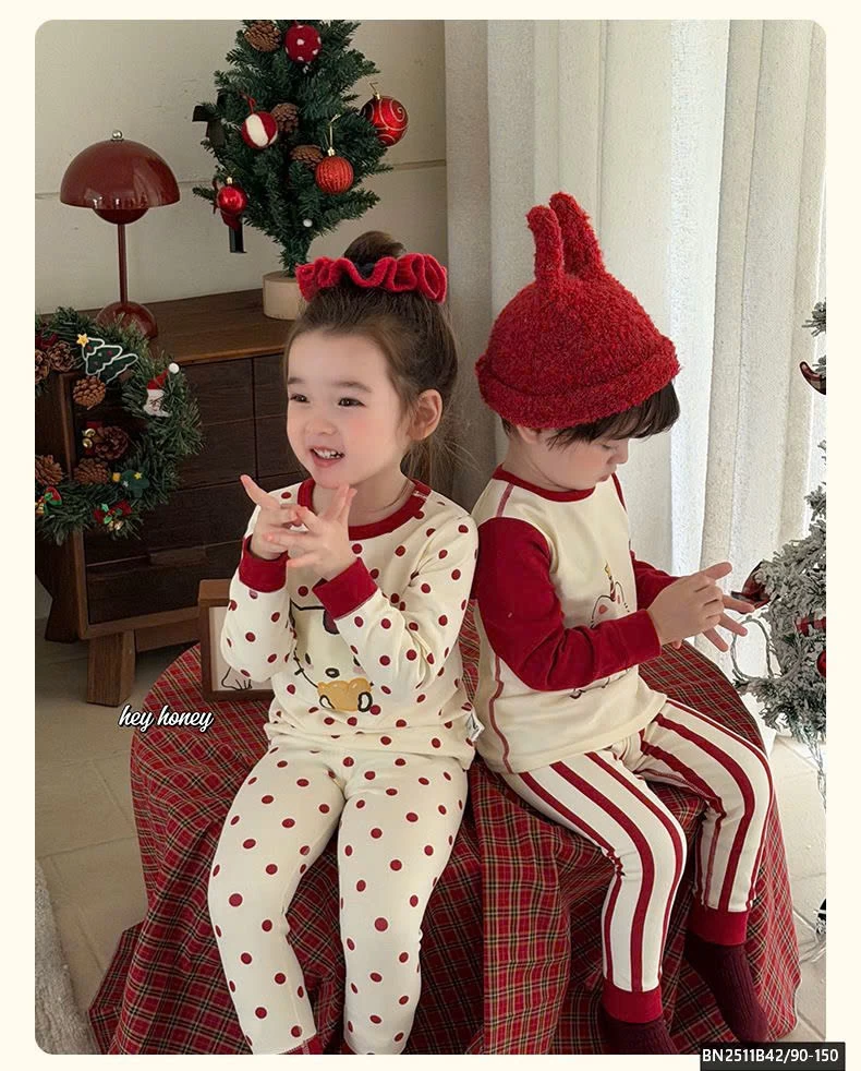 BỘ COTTON MẶC NHÀ TONE ĐỎ