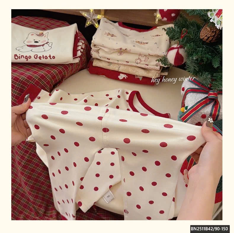 BỘ COTTON MẶC NHÀ TONE ĐỎ