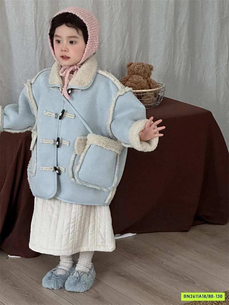 KHOÁC DA LỘN LÔNG CỪU DÁNG DÀI XANH