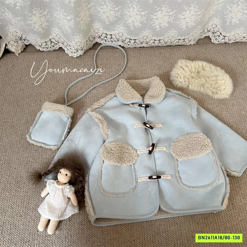 KHOÁC DA LỘN LÔNG CỪU DÁNG DÀI XANH