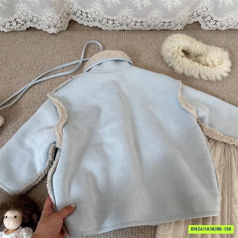 KHOÁC DA LỘN LÔNG CỪU DÁNG DÀI XANH