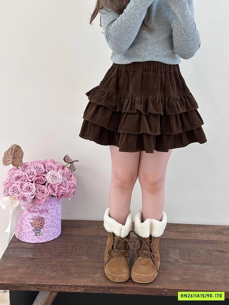 CHÂN VÁY NHUNG XẾP TẦNG 25G041 AMBB