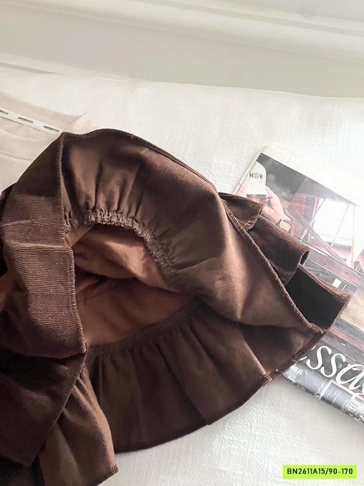 CHÂN VÁY NHUNG XẾP TẦNG 25G041 AMBB