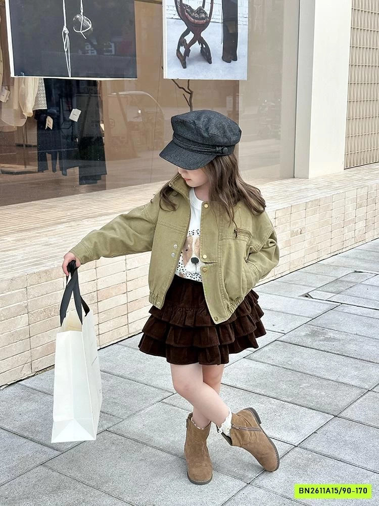 CHÂN VÁY NHUNG XẾP TẦNG 25G041 AMBB