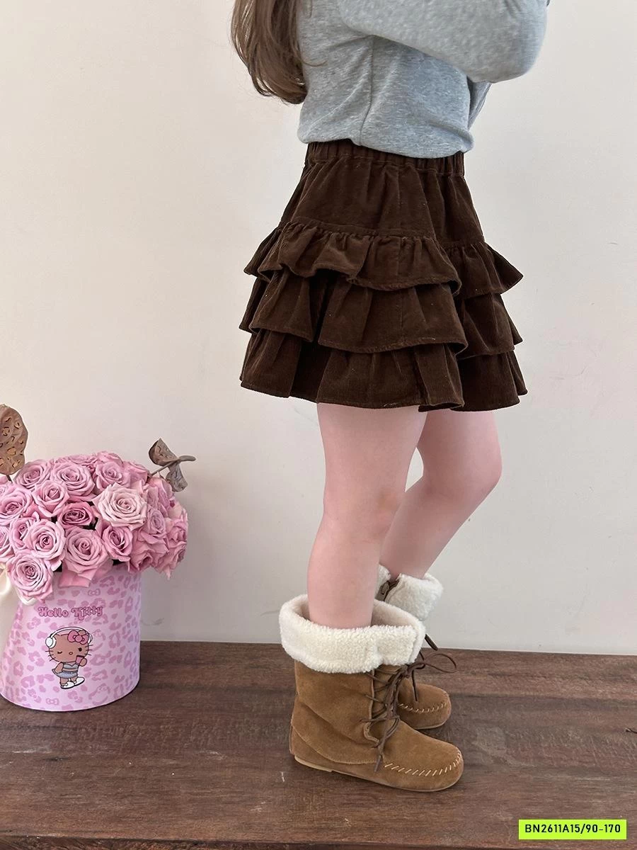 CHÂN VÁY NHUNG XẾP TẦNG 25G041 AMBB