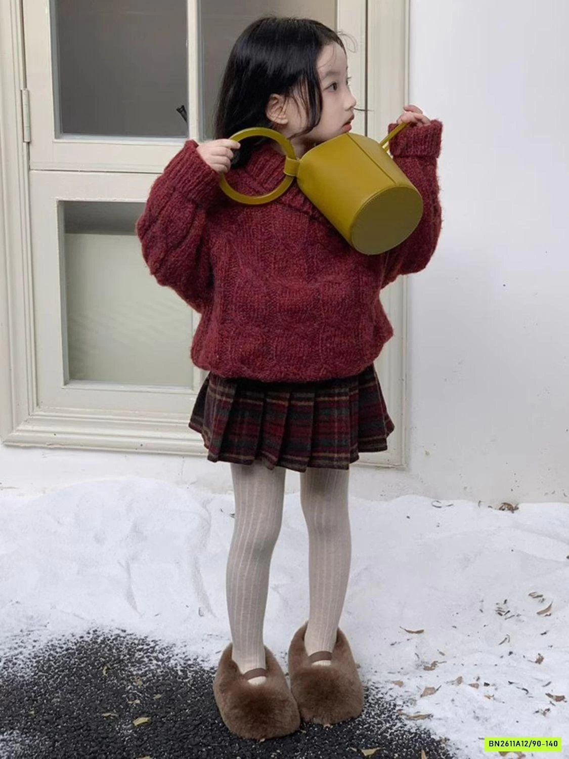 SÉT ÁO LEN CỔ LỆCH MIX CV DẠ CARO ĐỎ