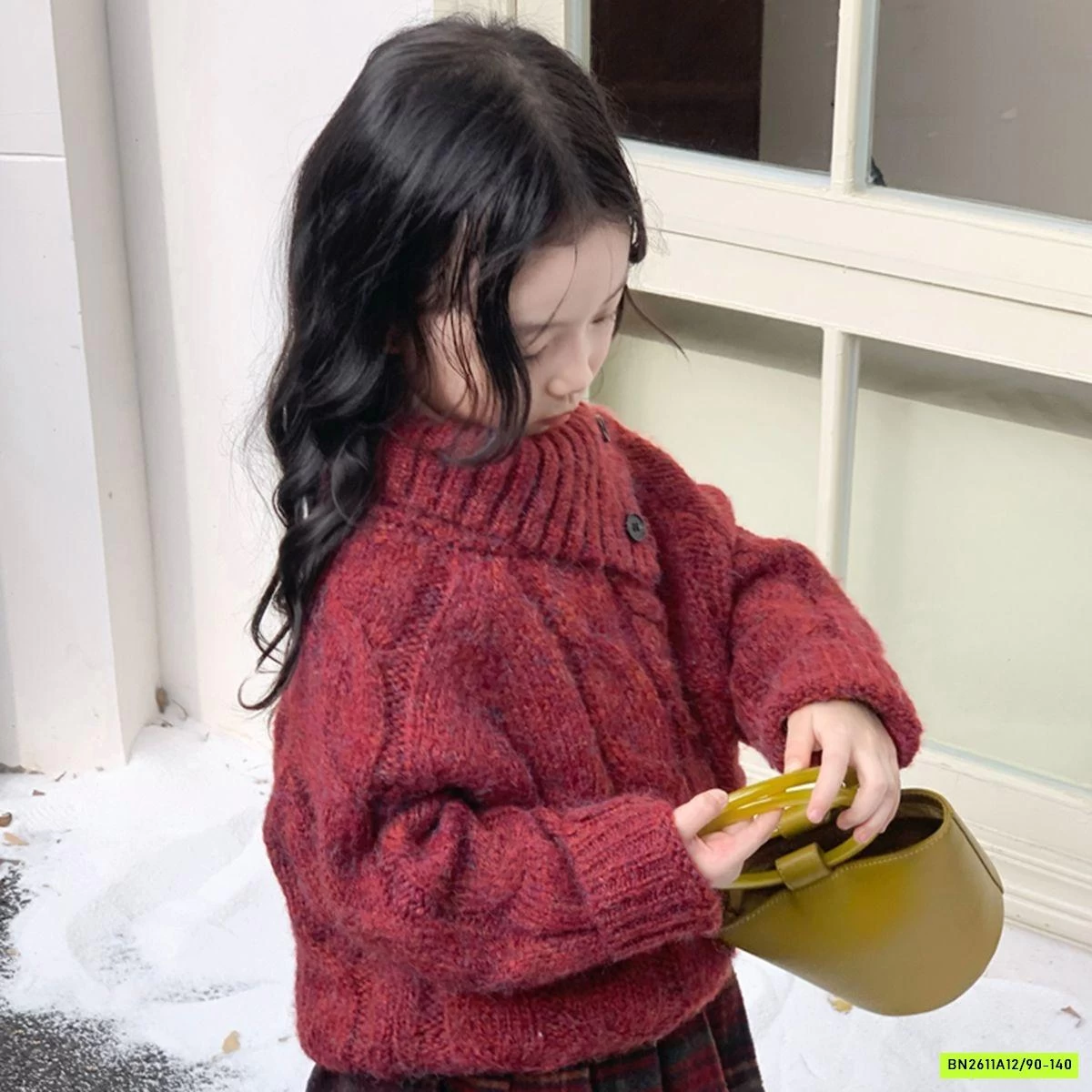 SÉT ÁO LEN CỔ LỆCH MIX CV DẠ CARO ĐỎ