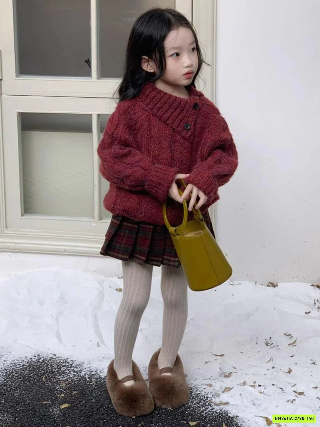 SÉT ÁO LEN CỔ LỆCH MIX CV DẠ CARO ĐỎ