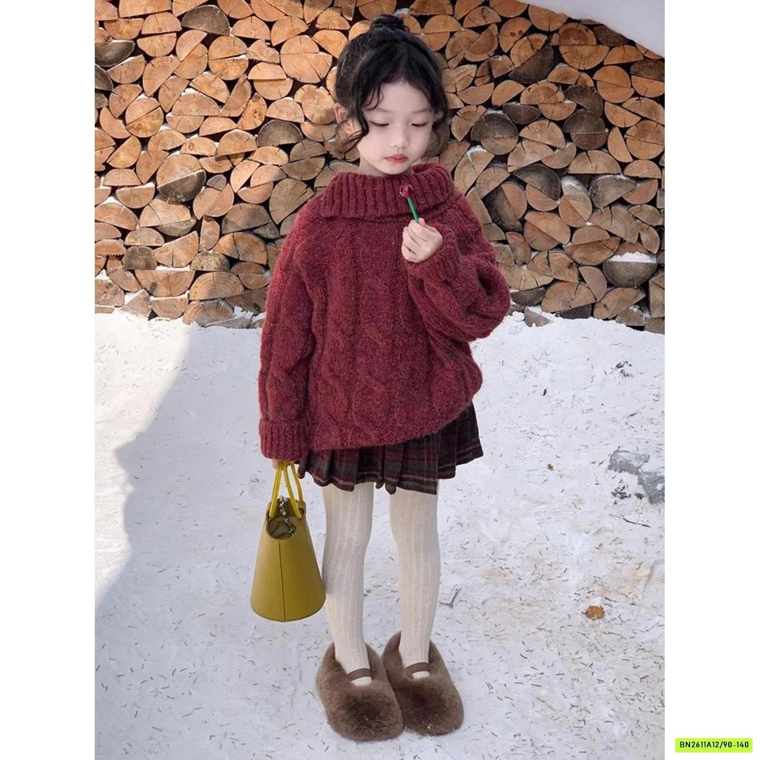 SÉT ÁO LEN CỔ LỆCH MIX CV DẠ CARO ĐỎ