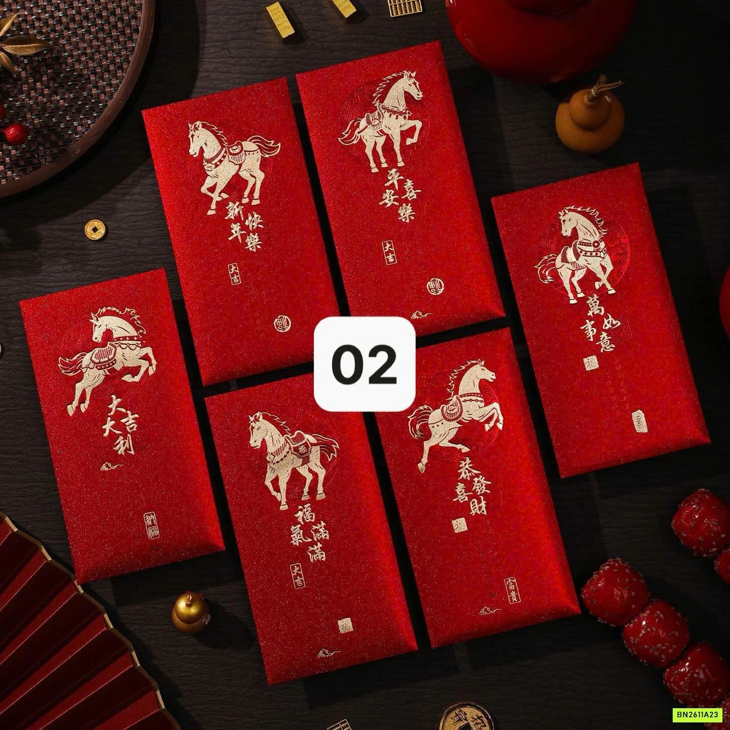 COMBO 12 BAO LÌ XÌ NGỌ CAO CẤP