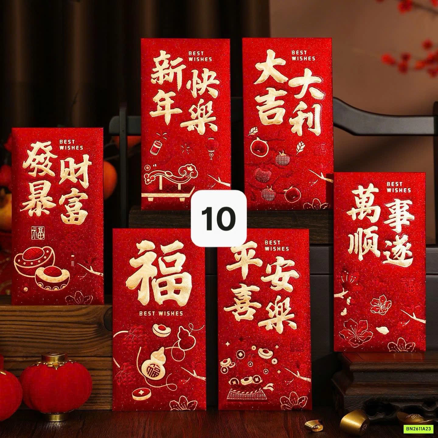 COMBO 12 BAO LÌ XÌ NGỌ CAO CẤP