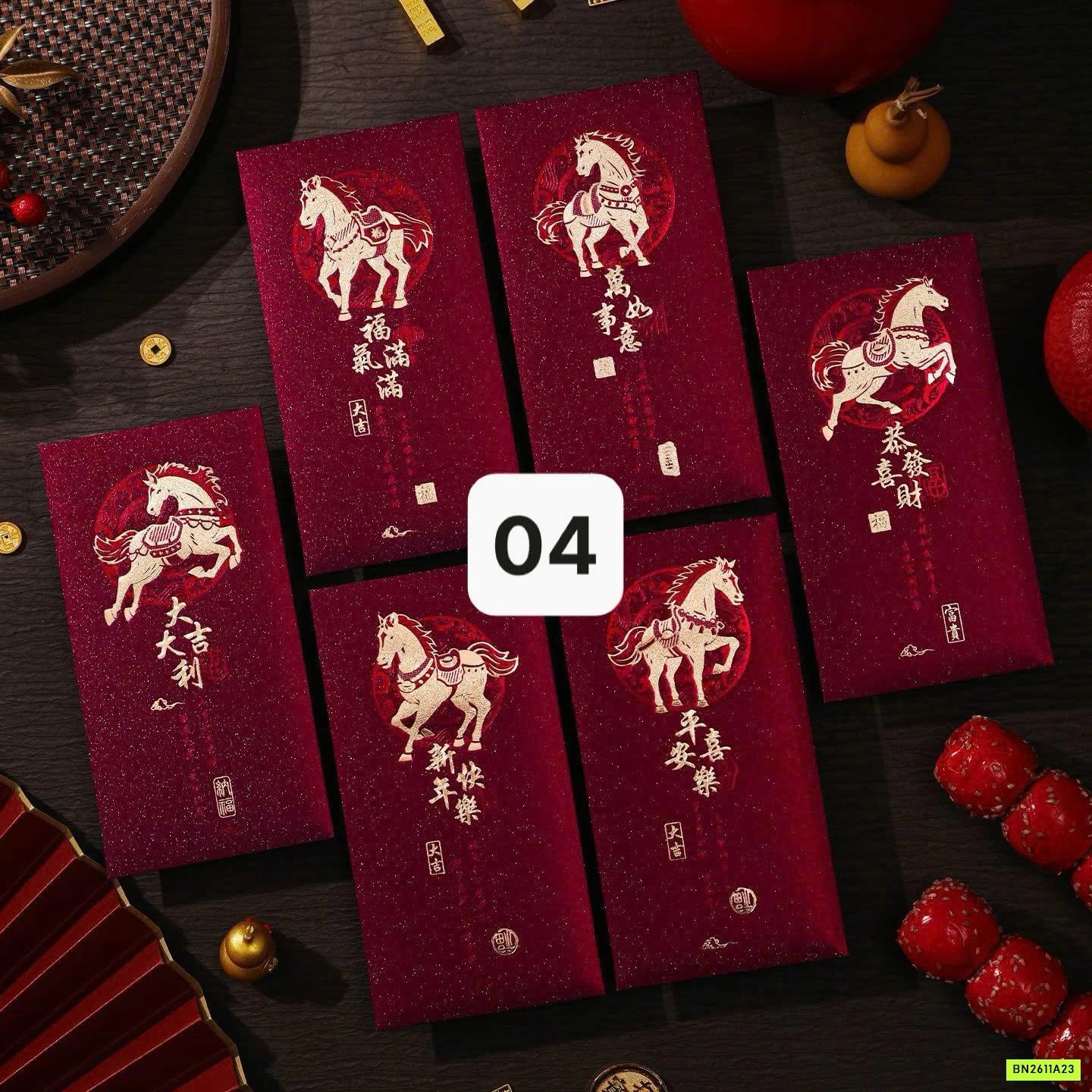 COMBO 12 BAO LÌ XÌ NGỌ CAO CẤP