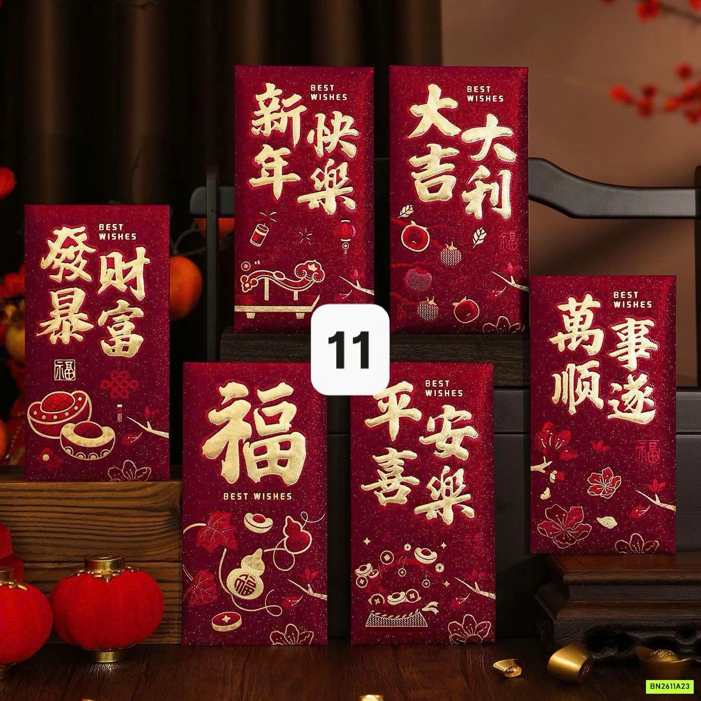 COMBO 12 BAO LÌ XÌ NGỌ CAO CẤP