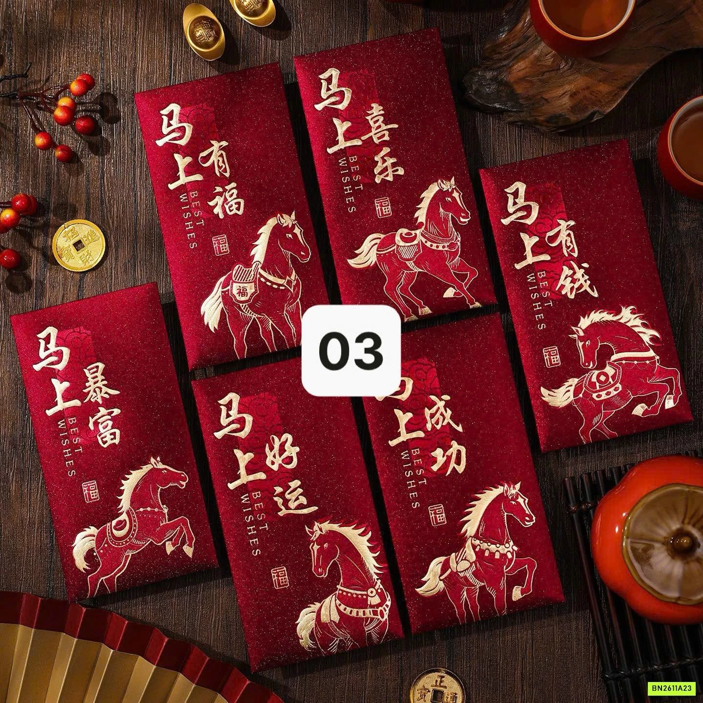 COMBO 12 BAO LÌ XÌ NGỌ CAO CẤP