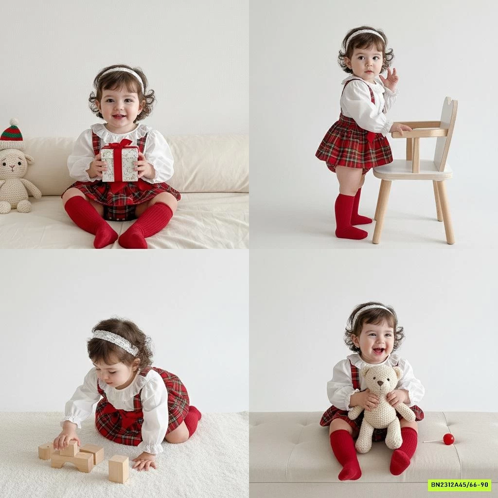 SÉT VÁY CARO ĐỎ BÁNH BÈO SZ NHÍ