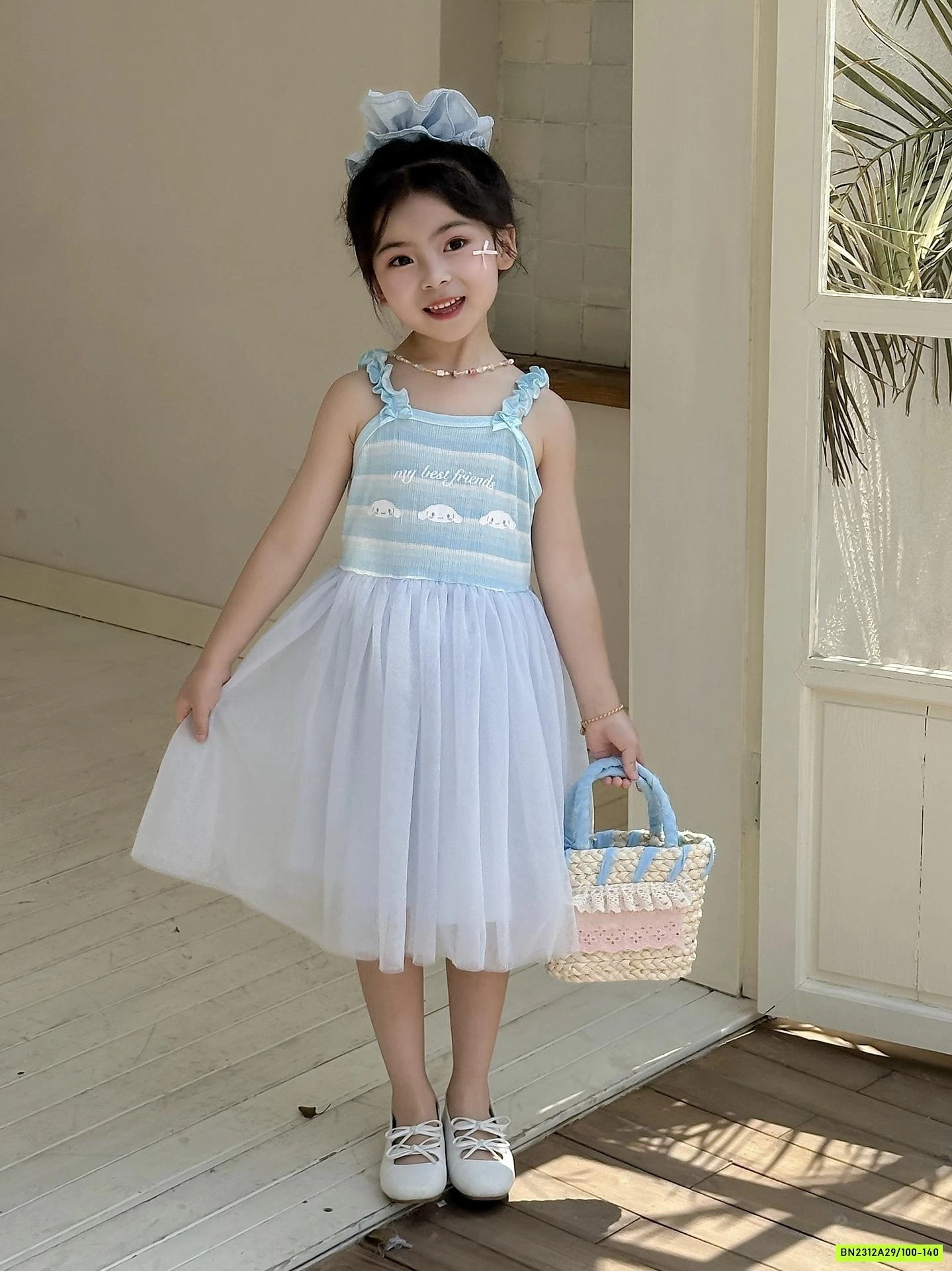 ĐẦM THUN 2 DÂY PHỐI CHÂN VOAN SANRITO