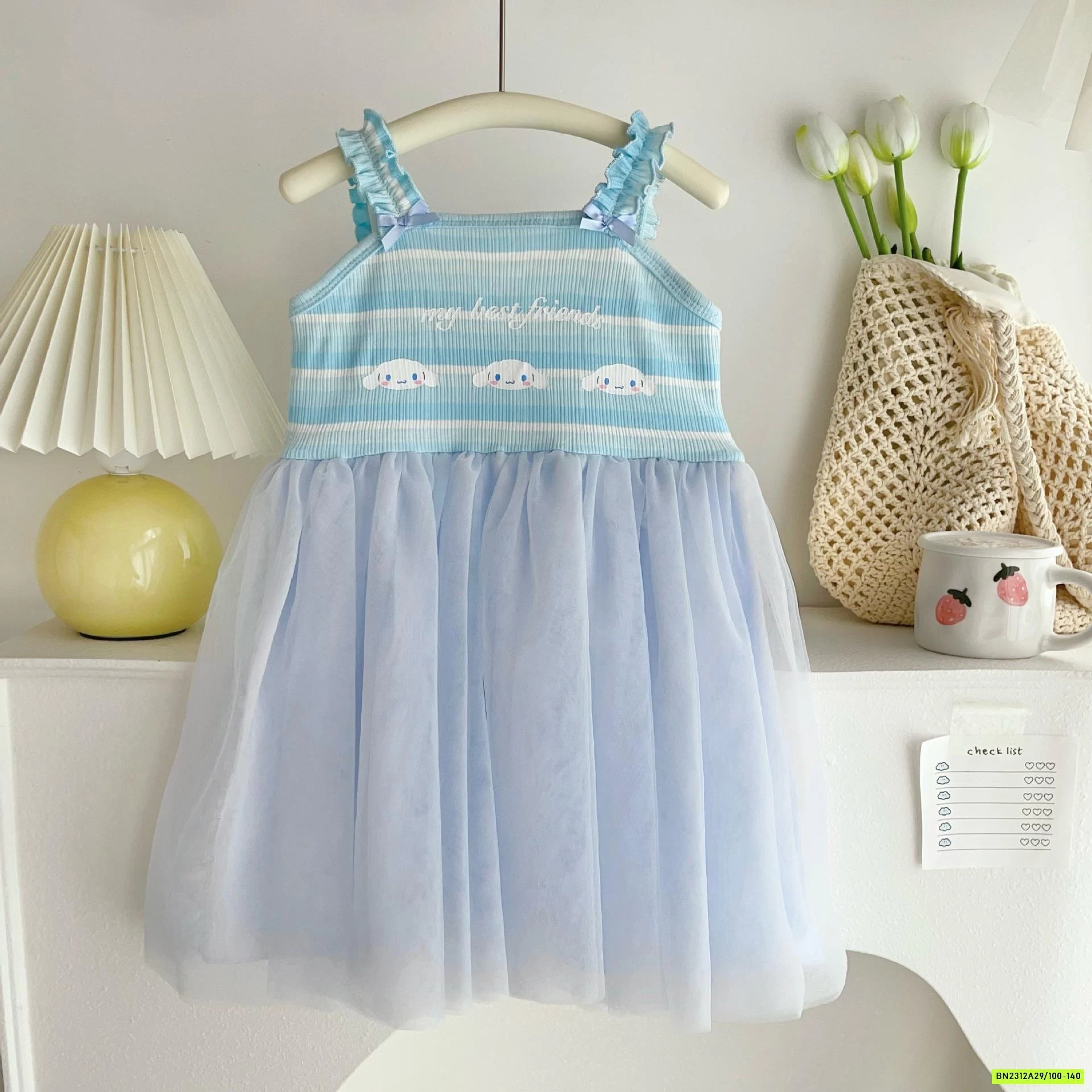 ĐẦM THUN 2 DÂY PHỐI CHÂN VOAN SANRITO