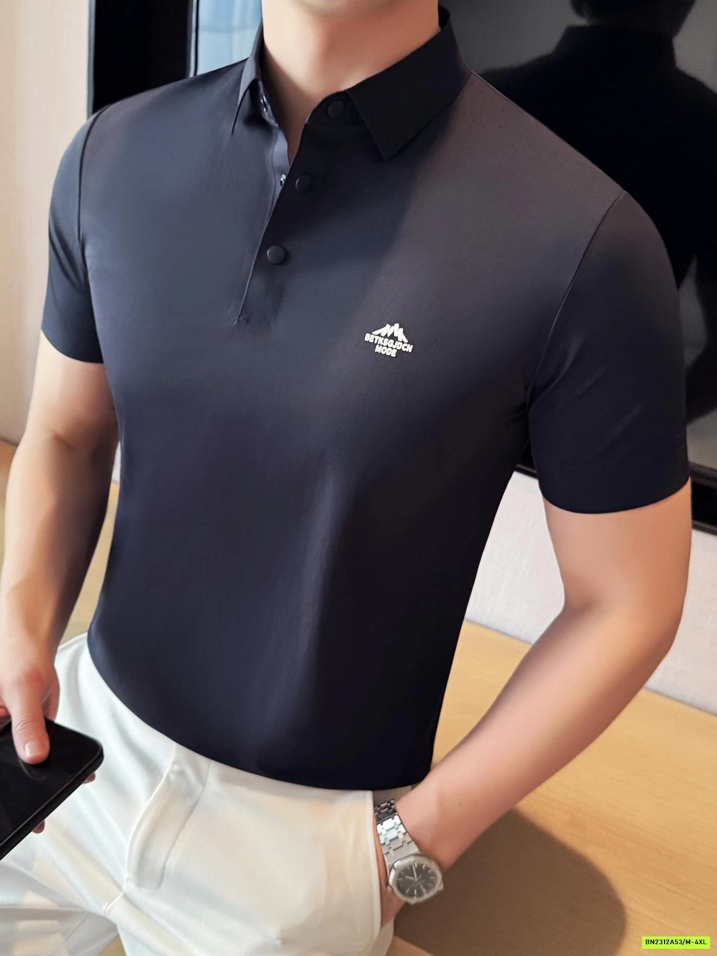 ÁO POLO NAM TRƠN MÀU LOGO NỔI