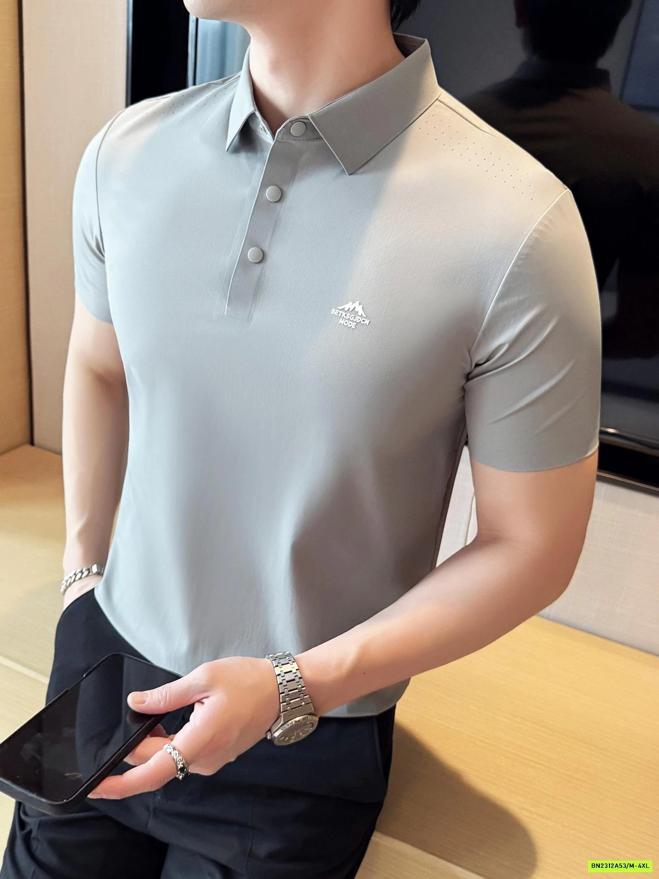 ÁO POLO NAM TRƠN MÀU LOGO NỔI