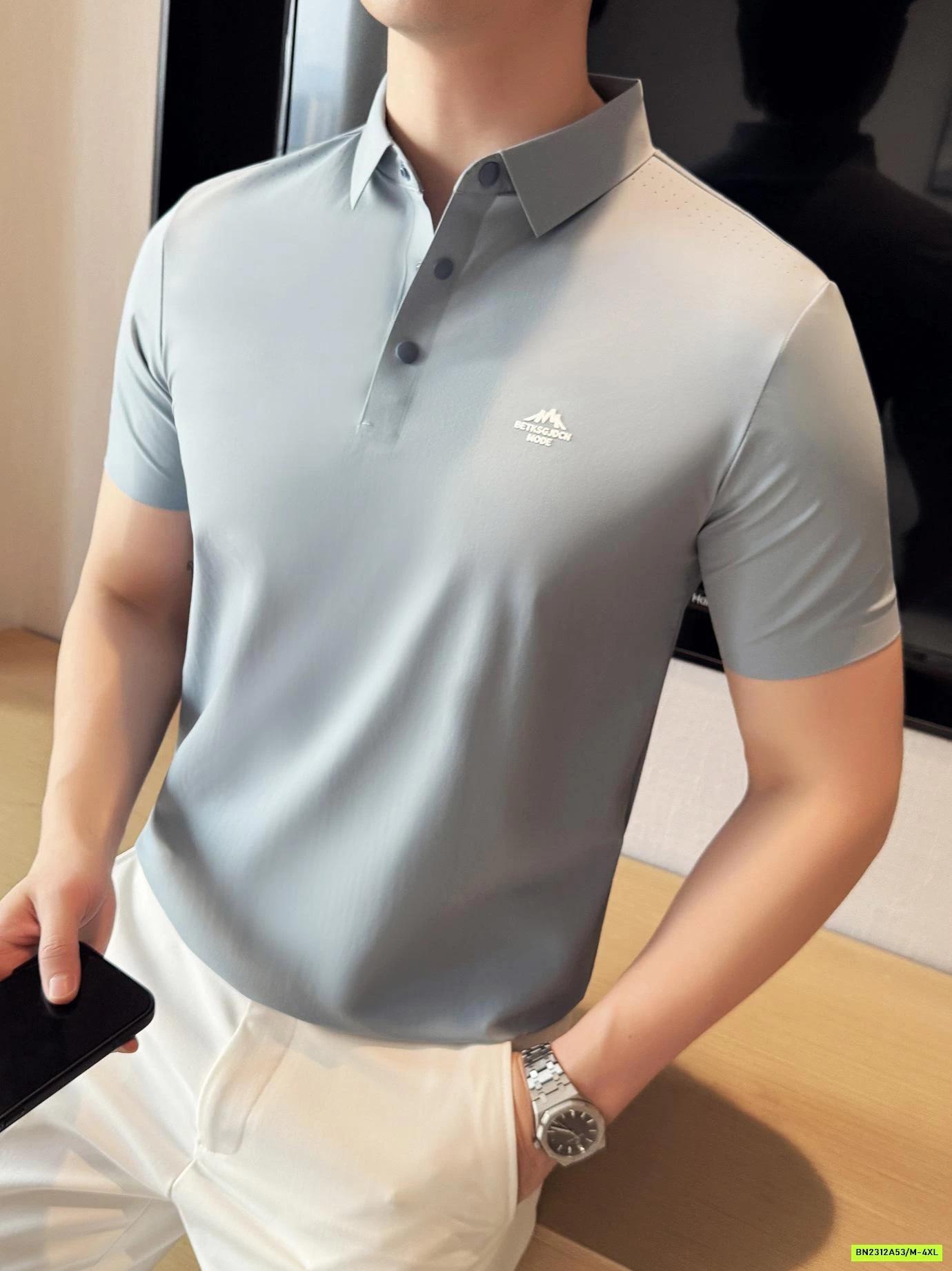 ÁO POLO NAM TRƠN MÀU LOGO NỔI